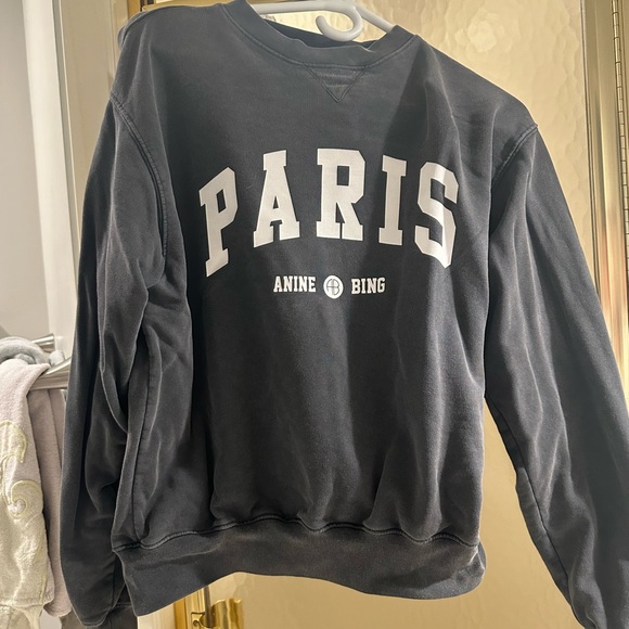 Anine Bing Tops - Anine Bing Black Paris Sweatshirt